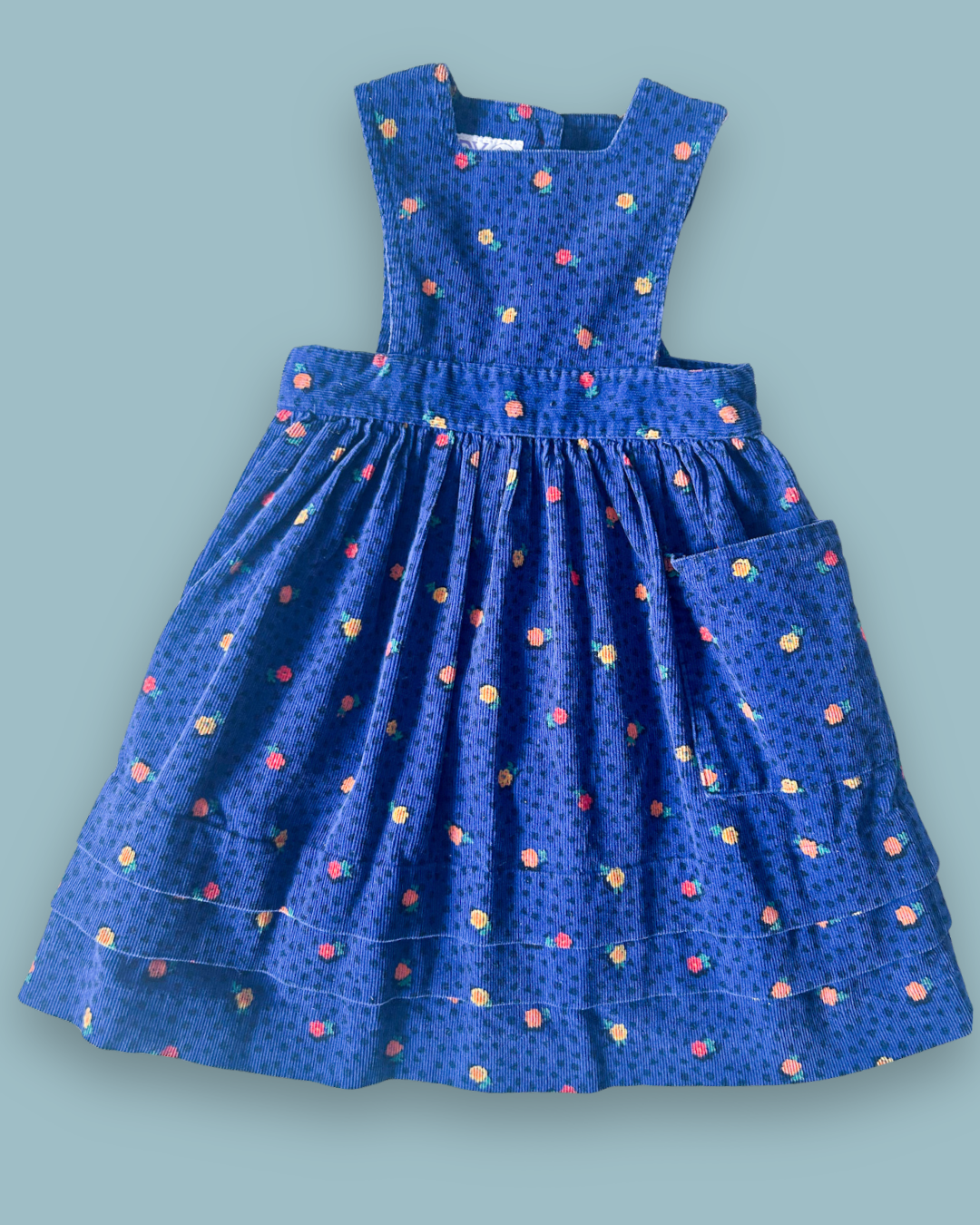 Vintage Cord Floral Dress, approx 3 years