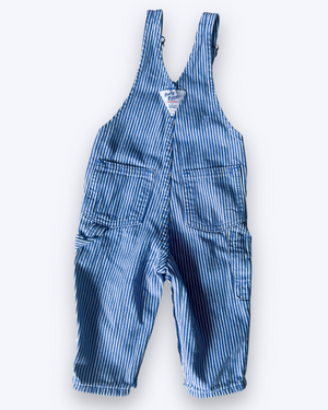 Vintage OshKosh Hickory Stripe Dungarees, approx 2yrs