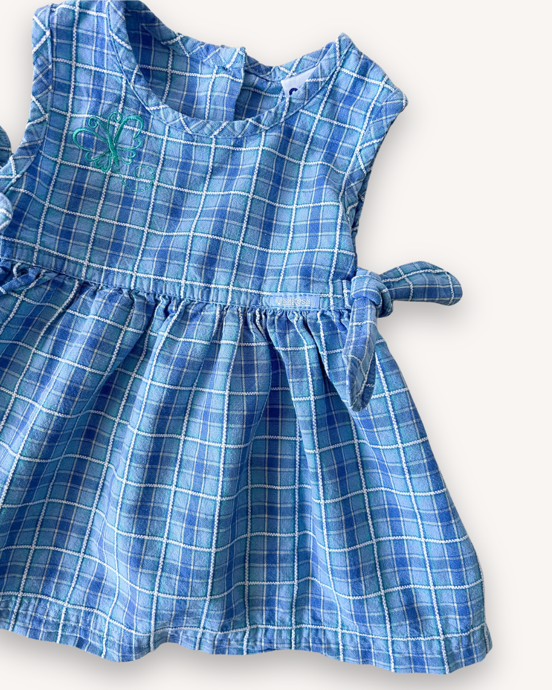 Vintage OshKosh Butterfly & Check Dress, approx 9-12m