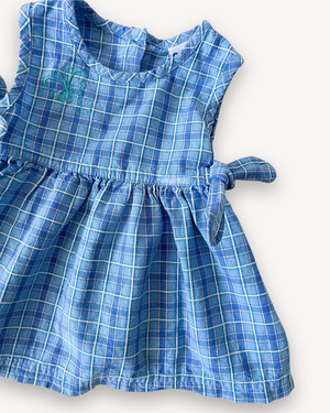 Vintage OshKosh Butterfly & Check Dress, approx 9-12m