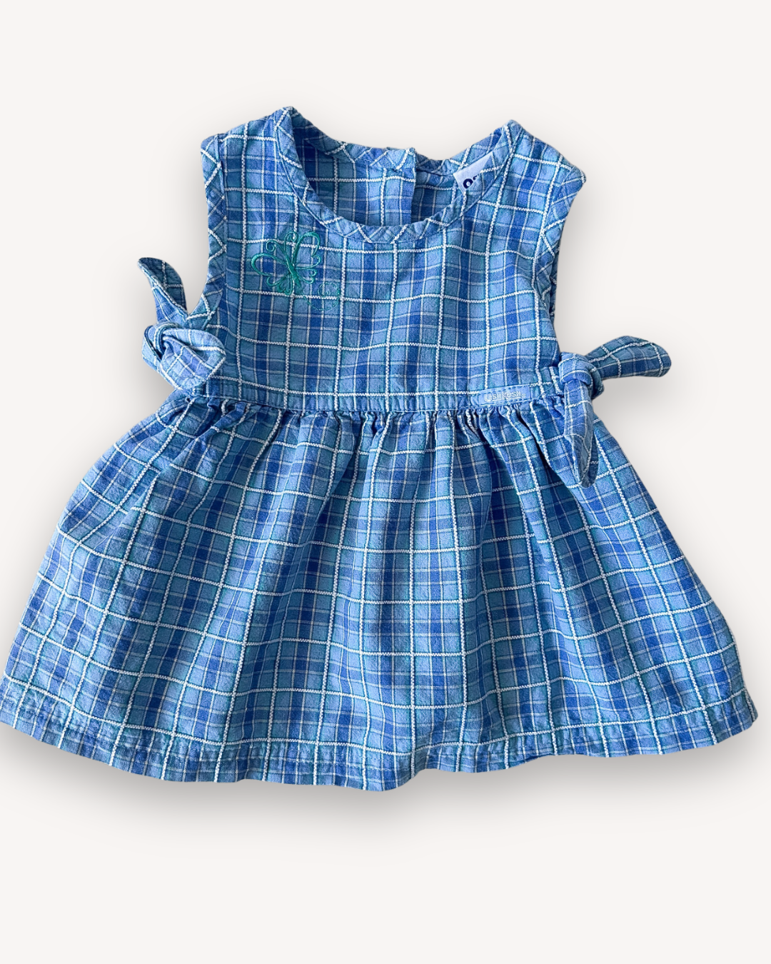 Vintage OshKosh Butterfly & Check Dress, approx 9-12m