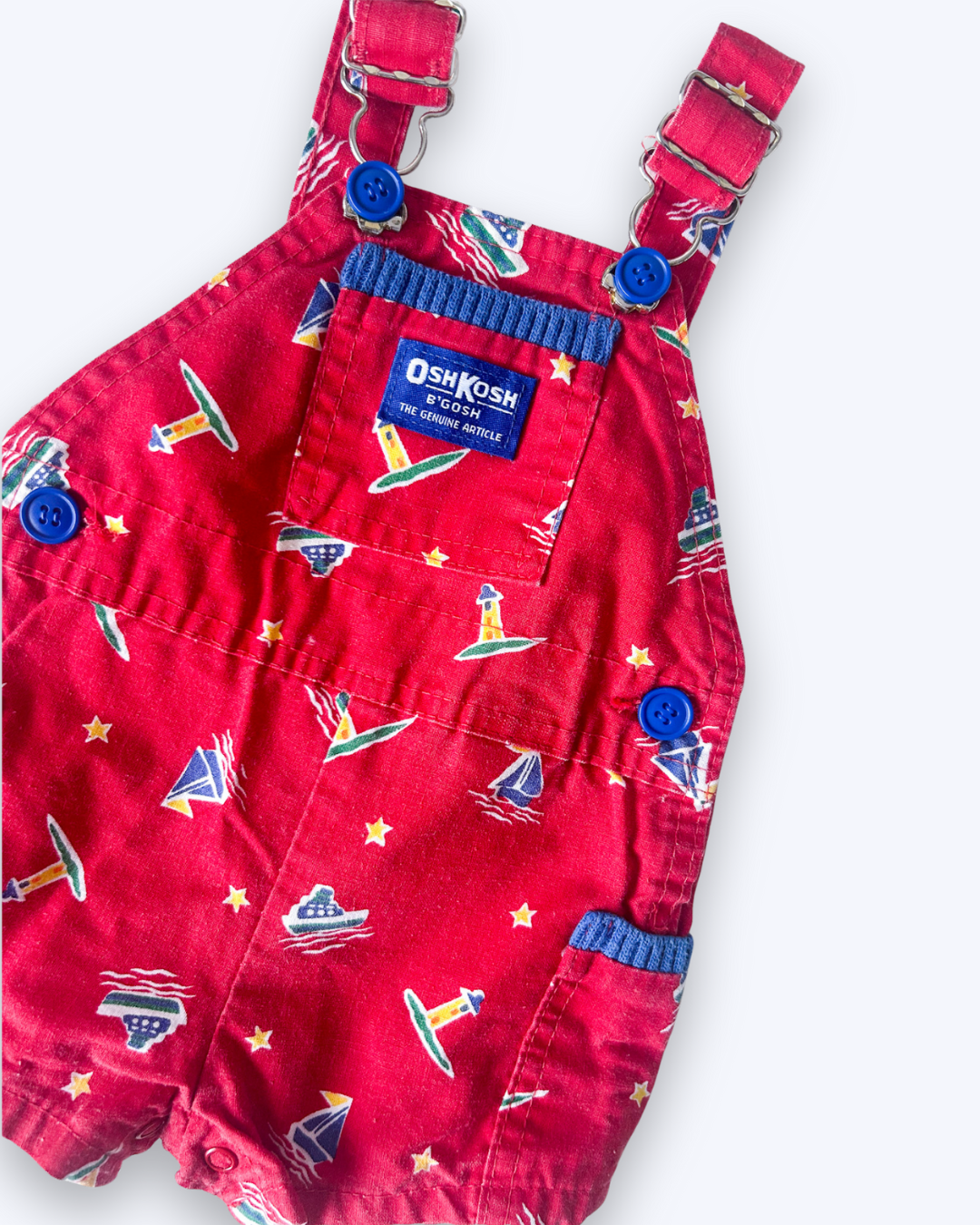 Vintage OshKosh Sailboat Shortalls, approx 3-6m