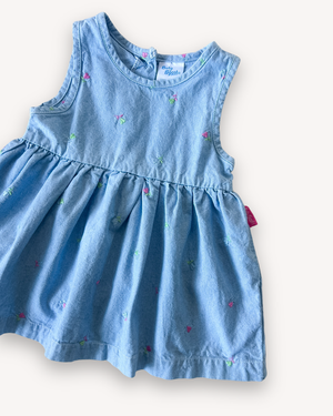 Vintage OshKosh Embroidered Heart Flowers Dress, approx 12-18m
