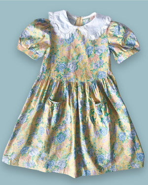 Vintage Laura Ashley Yellow Floral Dress, approx 6 years
