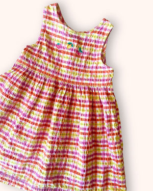 Vintage OshKosh Fruit Check Seersucker Dress, approx 3-4 yrs
