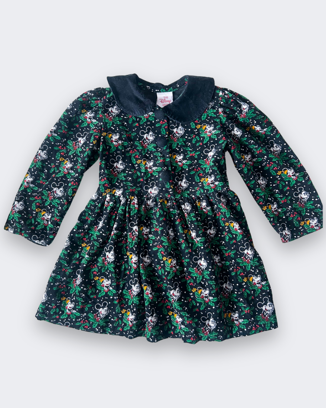 Vintage Mickey & Minnie Christmas Holly Dress, approx 4-5yrs