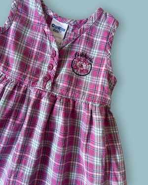 Vintage OshKosh Pink Check Dress, approx 2-3 years