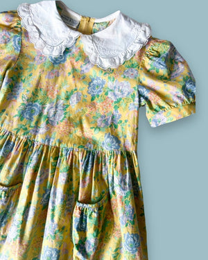 Vintage Laura Ashley Yellow Floral Dress, approx 6 years