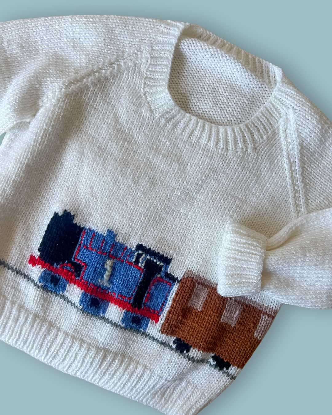 Hand Knit Thomas The Tank Engine Jumper, approx 4 years