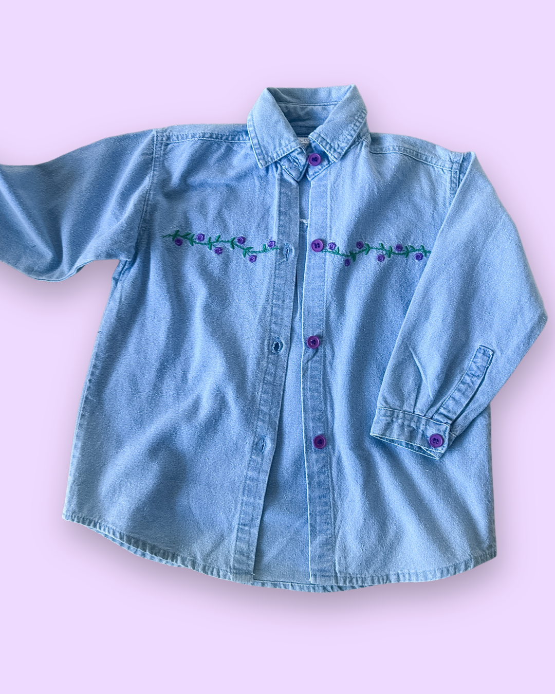 Vintage Flower Embroidery Shirt/Shacket, approx 3-4yrs