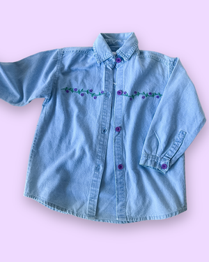 Vintage Flower Embroidery Shirt/Shacket, approx 3-4yrs