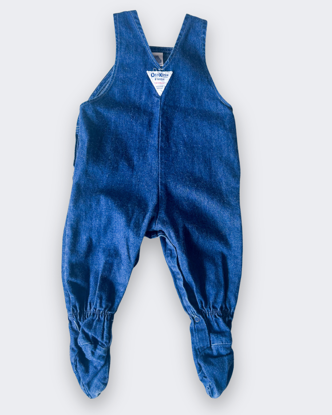 Vintage OshKosh Footed Dungarees, approx 6-9m - Teal & Peach