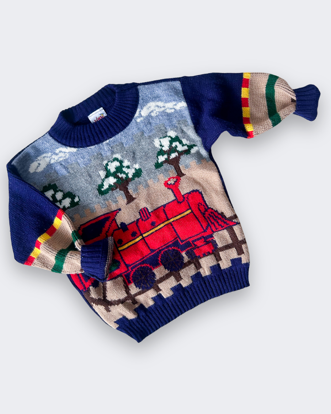 Vintage Train Knit Jumper, approx 5-6 years