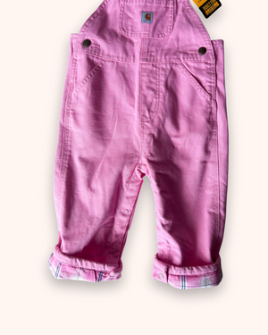 Carhartt (non vintage) Pink, Check Trim Dungarees, approx 1-2yrs