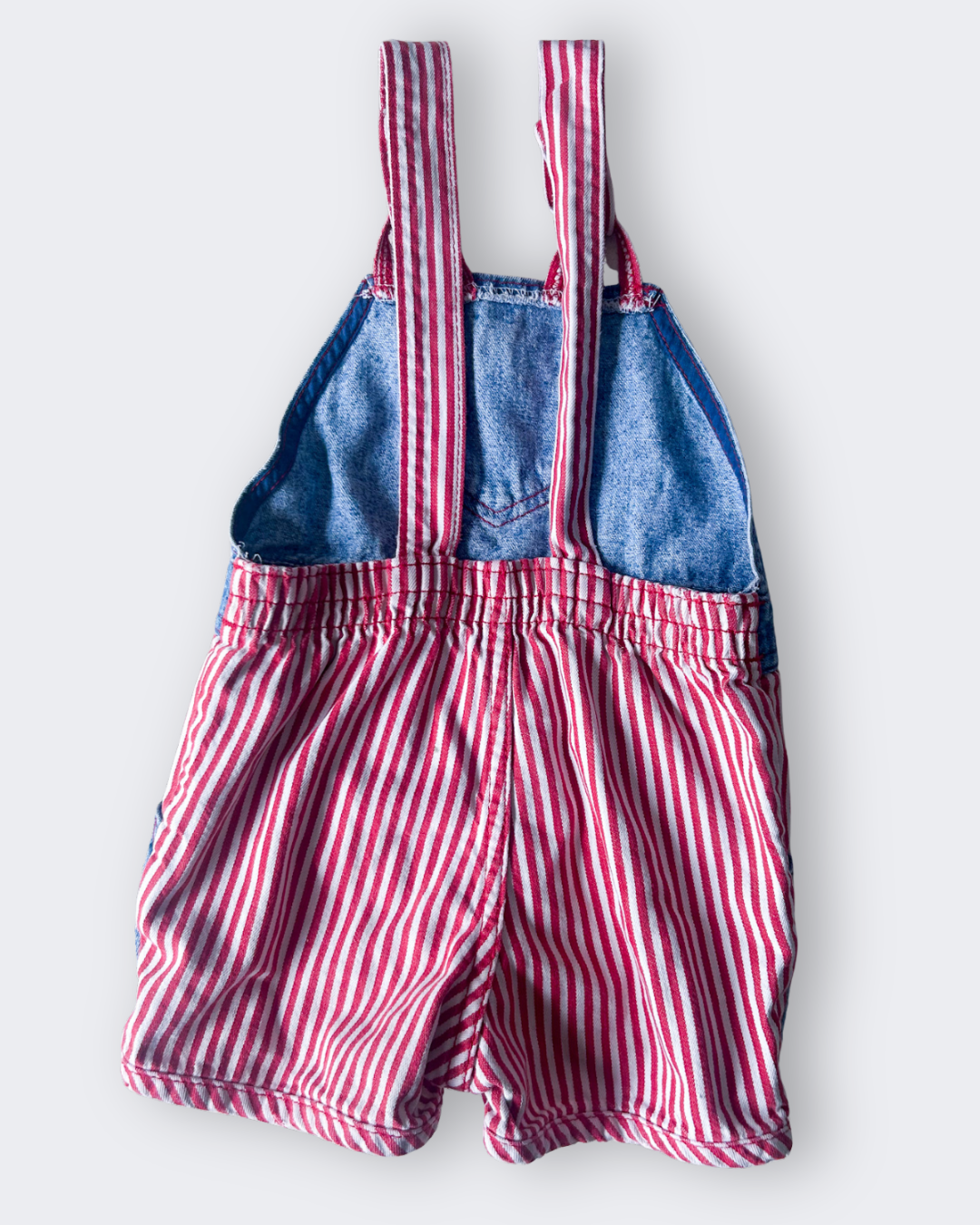 Vintage Lee Denim & Stripe Shortalls, approx 3 years