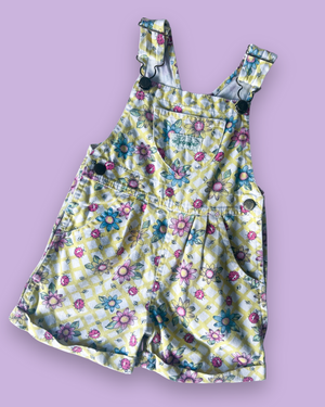 Vintage Cutecumber Ladybird Print Shortalls, approx 2-4 yrs