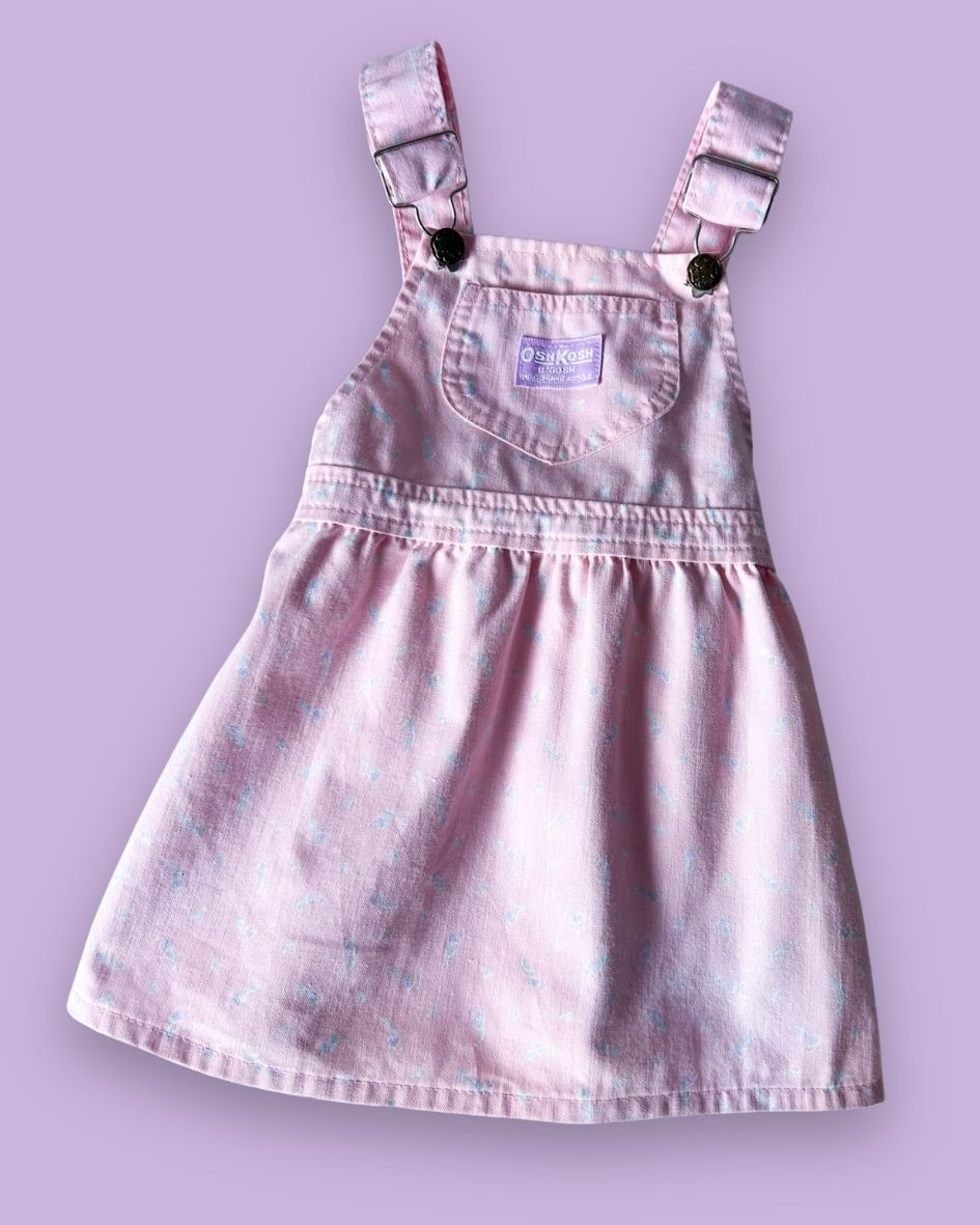 Vintage OshKosh Floral Dungaree Dress, approx 3-4+ years