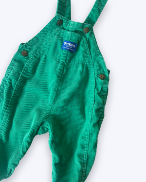 Vintage OshKosh Bright Green Cord Dungarees, approx 12m+