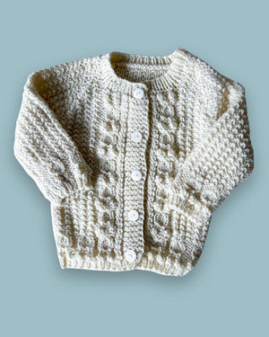 Hand Knit Aran Style Cardigan, approx 3-4yrs