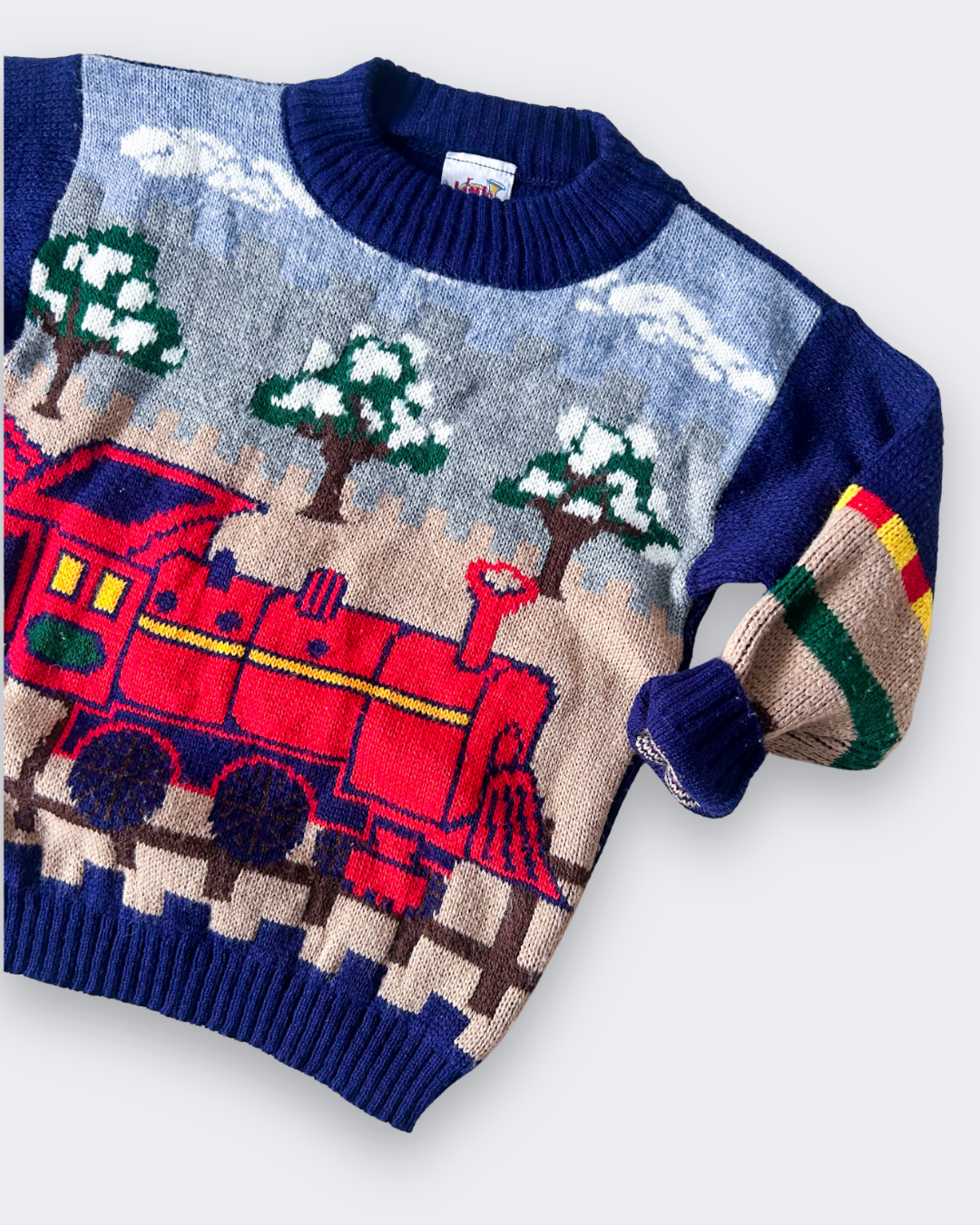 Vintage Train Knit Jumper, approx 5-6 years