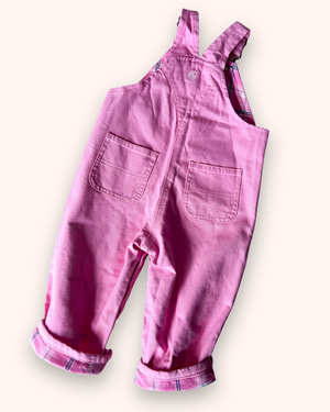 Carhartt (non vintage) Pink, Check Trim Dungarees, approx 1-2yrs