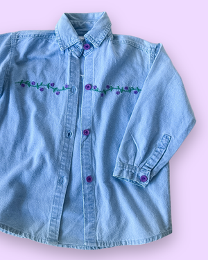 Vintage Flower Embroidery Shirt/Shacket, approx 3-4yrs