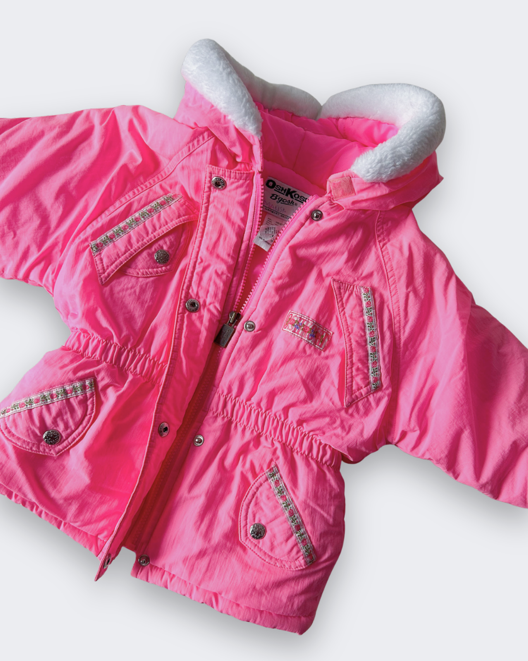 Vintage OshKosh Bright Pink Puffer Jacket, approx 3-4yrs