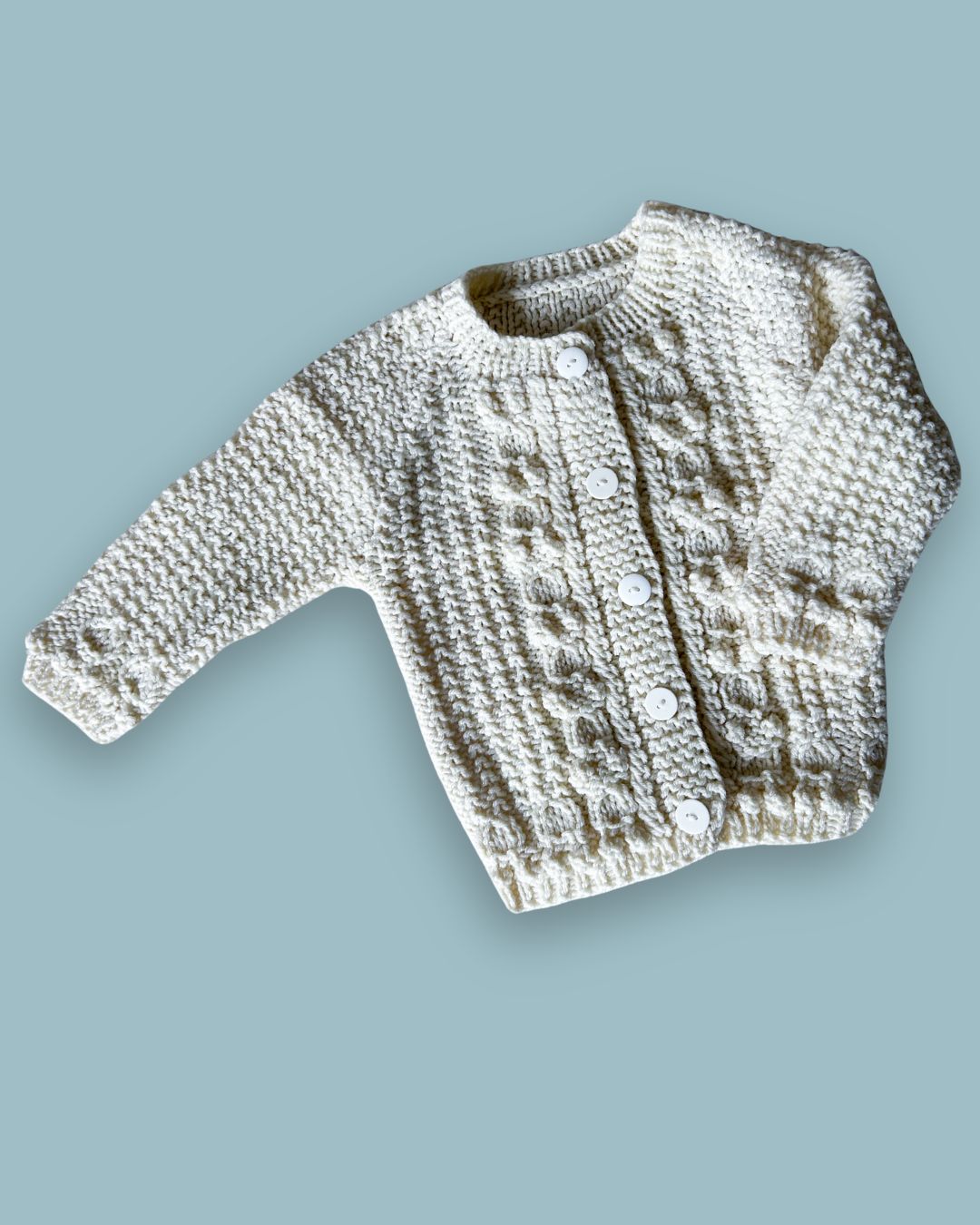 Hand Knit Aran Style Cardigan, approx 3-4yrs