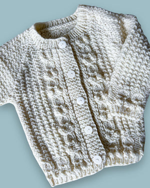 Hand Knit Aran Style Cardigan, approx 3-4yrs