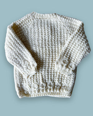 Hand Knit Aran Style Cardigan, approx 3-4yrs
