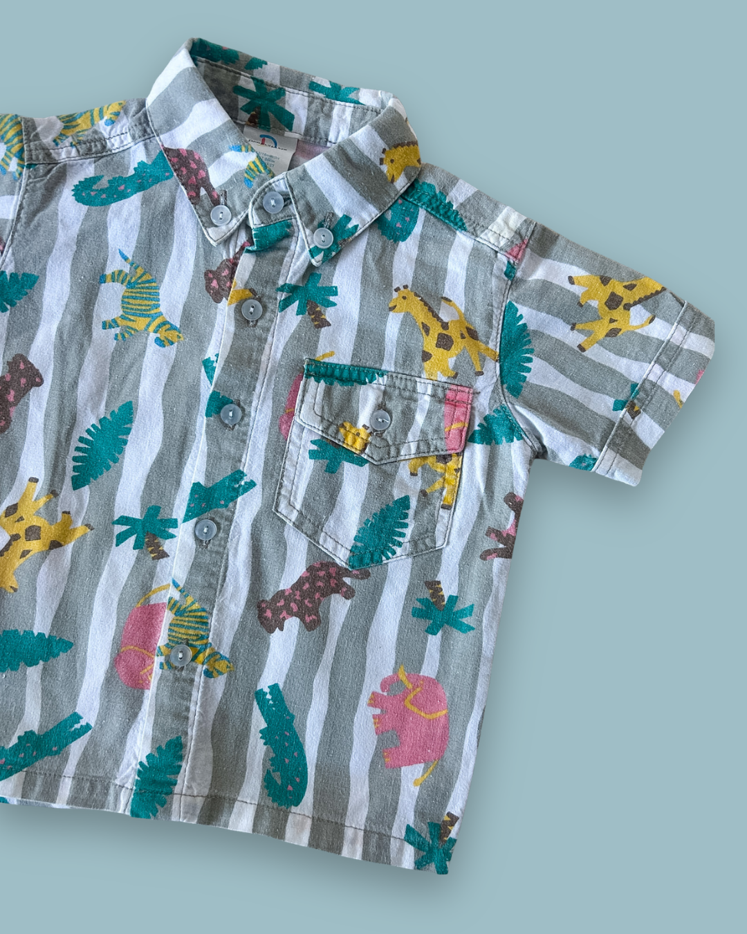 Vintage Stripe Animal Shirt, approx 12-18m