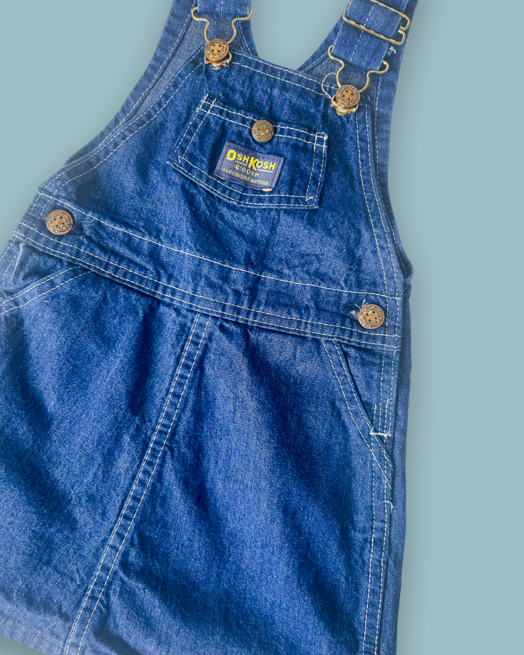 Vintage OshKosh Dark Wash Dungaree Dress, approx 2-4yrs
