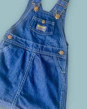 Vintage OshKosh Dark Wash Dungaree Dress, approx 2-4yrs