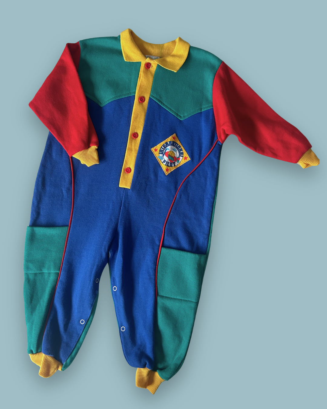 Vintage Primary Colour Block Romper, approx 2-3yrs