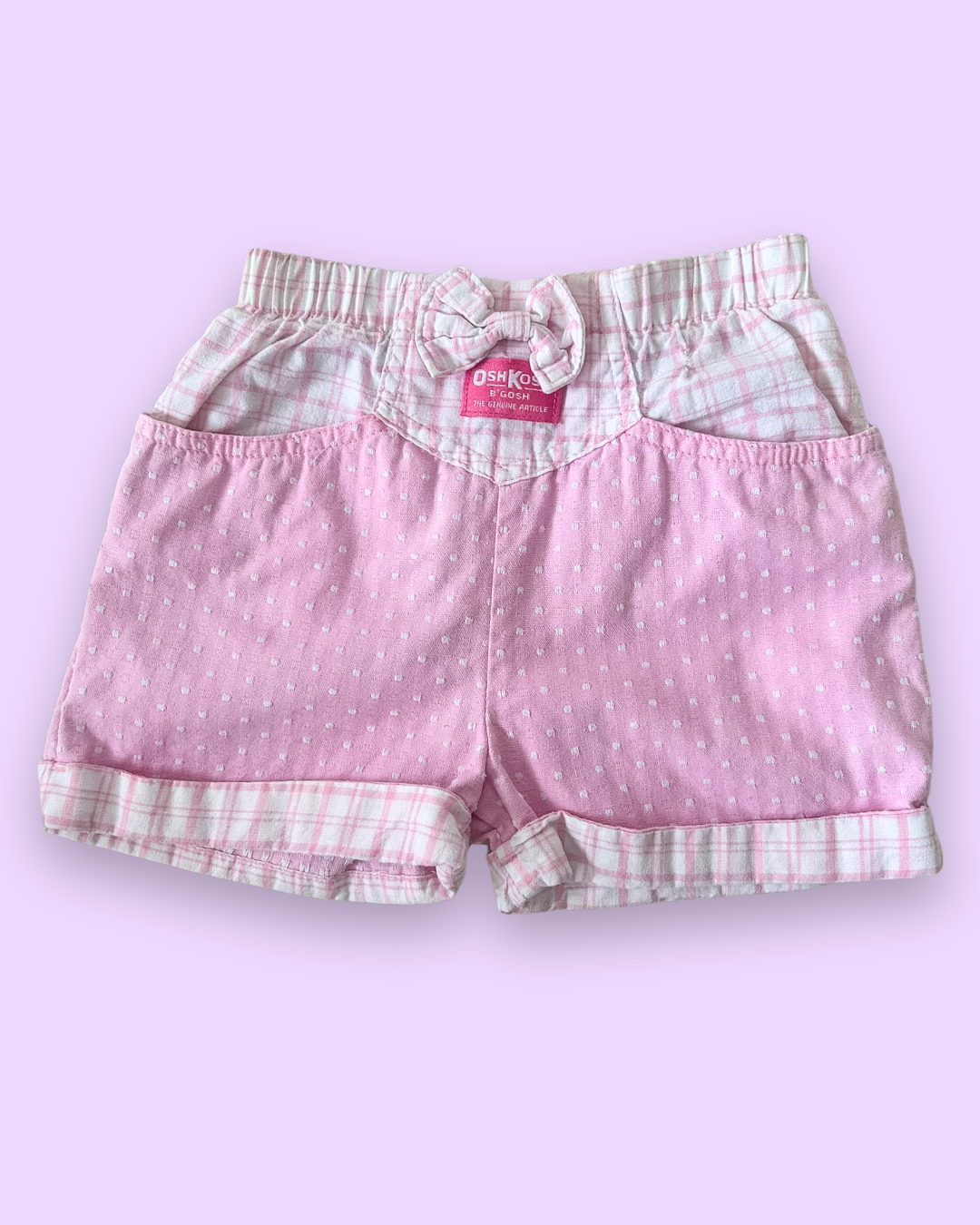Vintage OshKosh Check & Spot Shorts, approx 4-5+ yrs (read description)