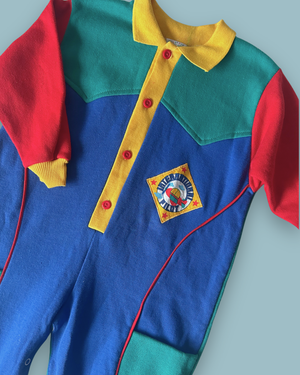Vintage Primary Colour Block Romper, approx 2-3yrs