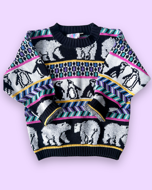 Vintage Penguin & Polar Bear Knit Jumper, approx 6-7+ yrs