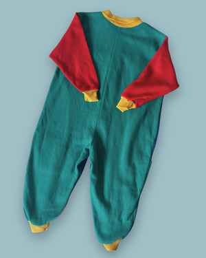 Vintage Primary Colour Block Romper, approx 2-3yrs