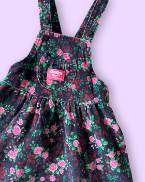 Vintage OshKosh Floral Cord Dress, approx 3 years