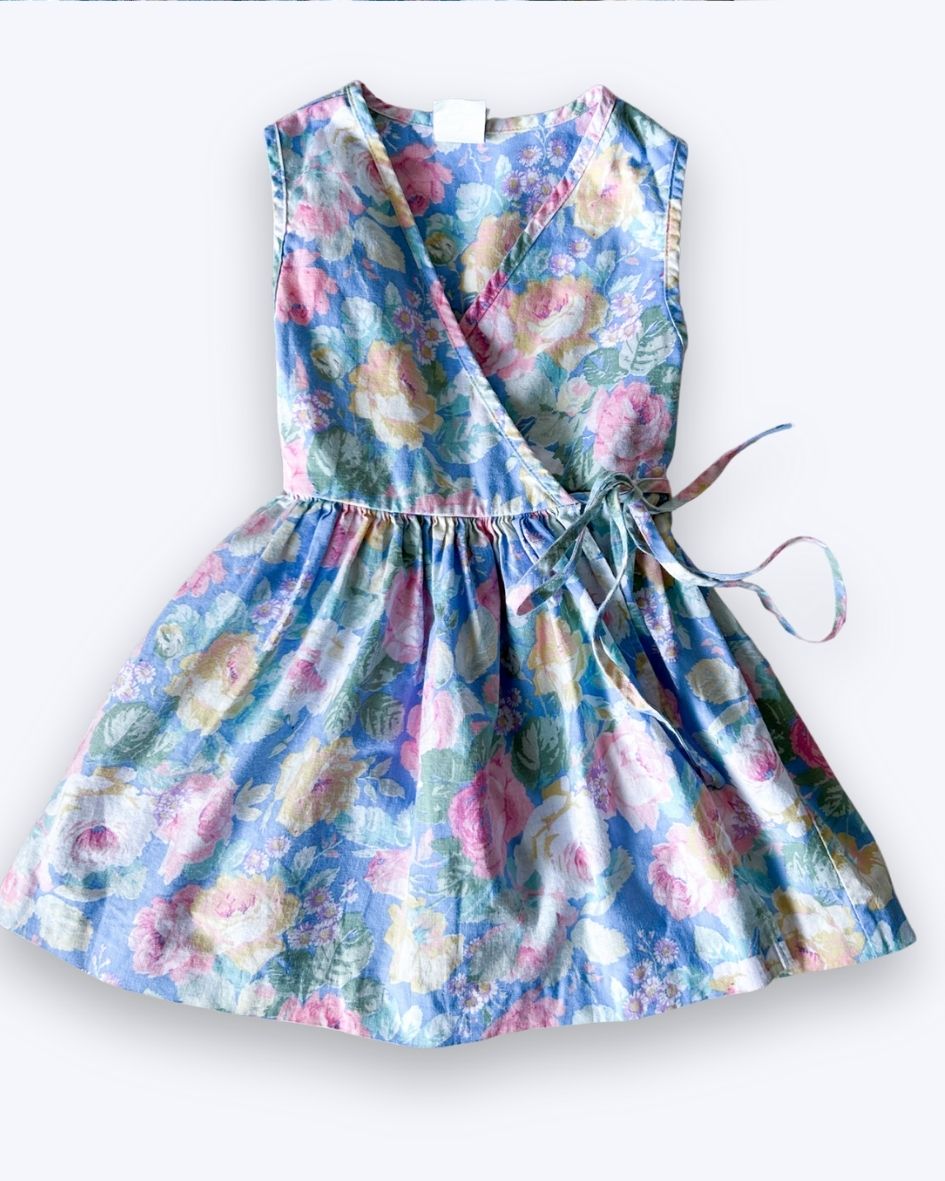Vintage Floral Wrap Style Dress, approx 1-2 years