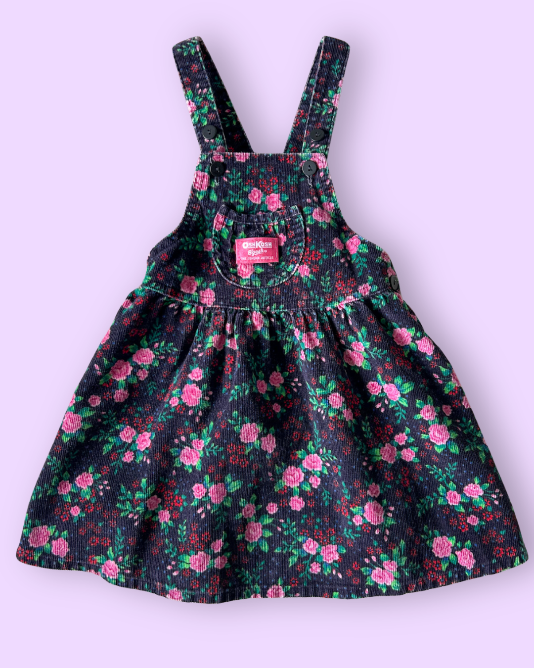 Vintage OshKosh Floral Cord Dress, approx 3 years