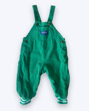 Vintage OshKosh Bright Green Cord Dungarees, approx 12m+