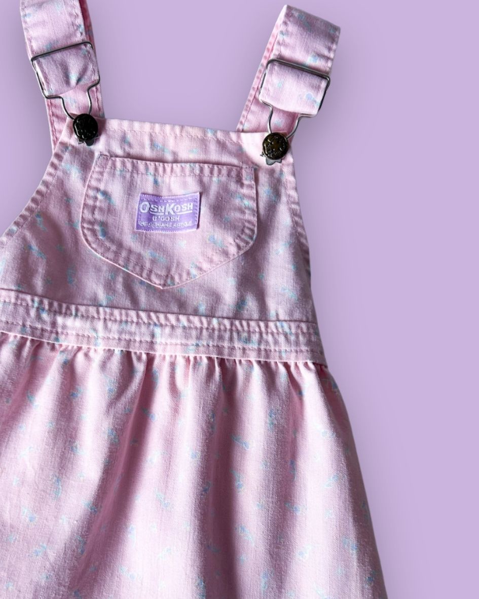 Vintage OshKosh Floral Dungaree Dress, approx 3-4+ years