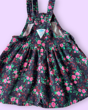 Vintage OshKosh Floral Cord Dress, approx 3 years