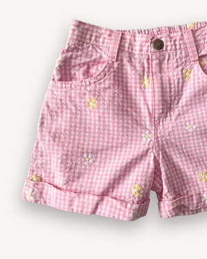 Vintage OshKosh Gingham Embroidered Flower Shorts, approx 4-5+ yrs