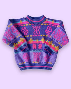 Vintage Butterflies & Flowers Graphic Knit Jumper, approx 2yrs