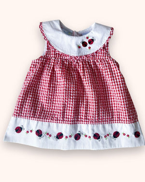 Vintage (early 00's) Gingham Ladybird Dress, approx 12m