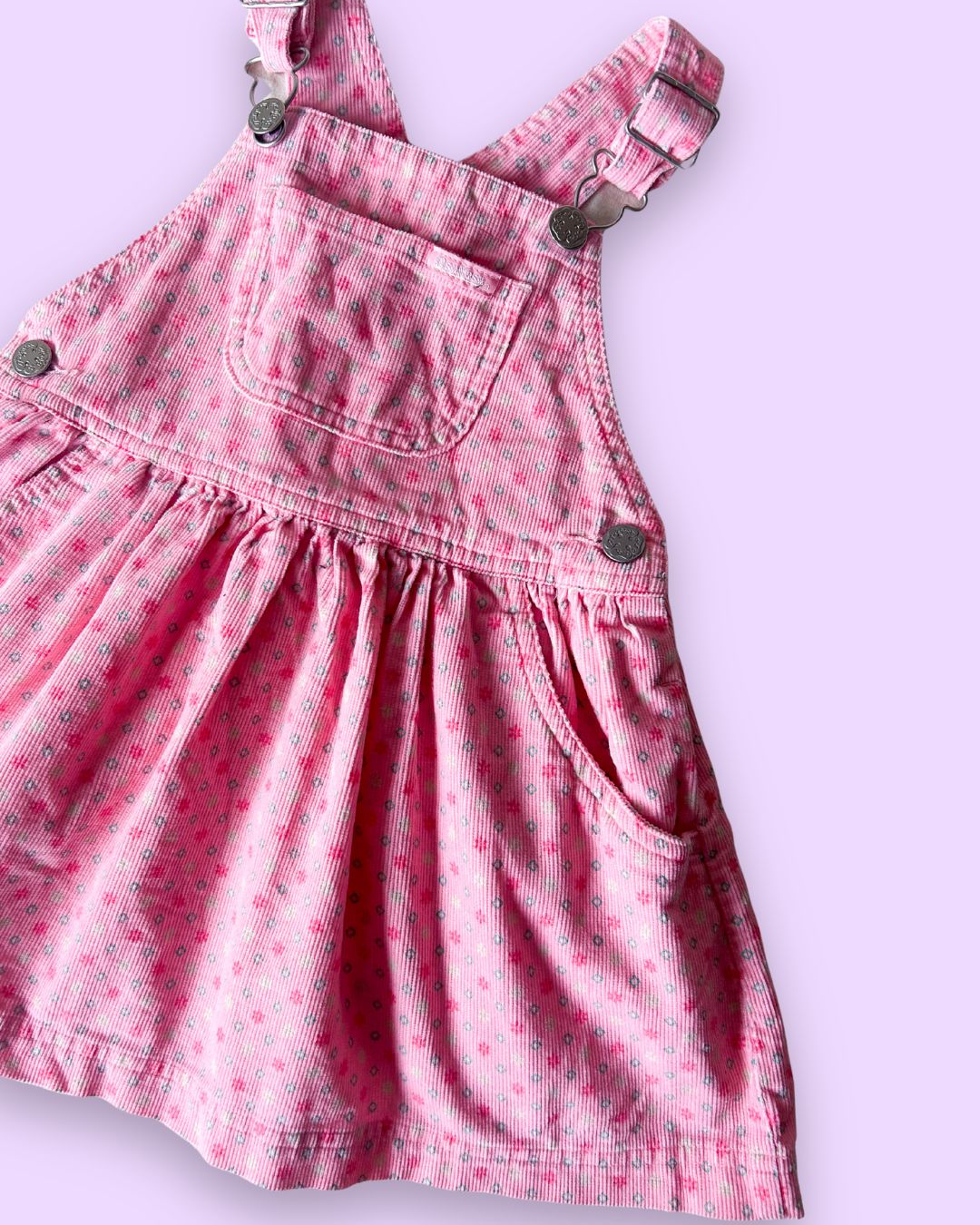 Vintage OshKosh Pink Geometric Print Dress, approx 2-3 years