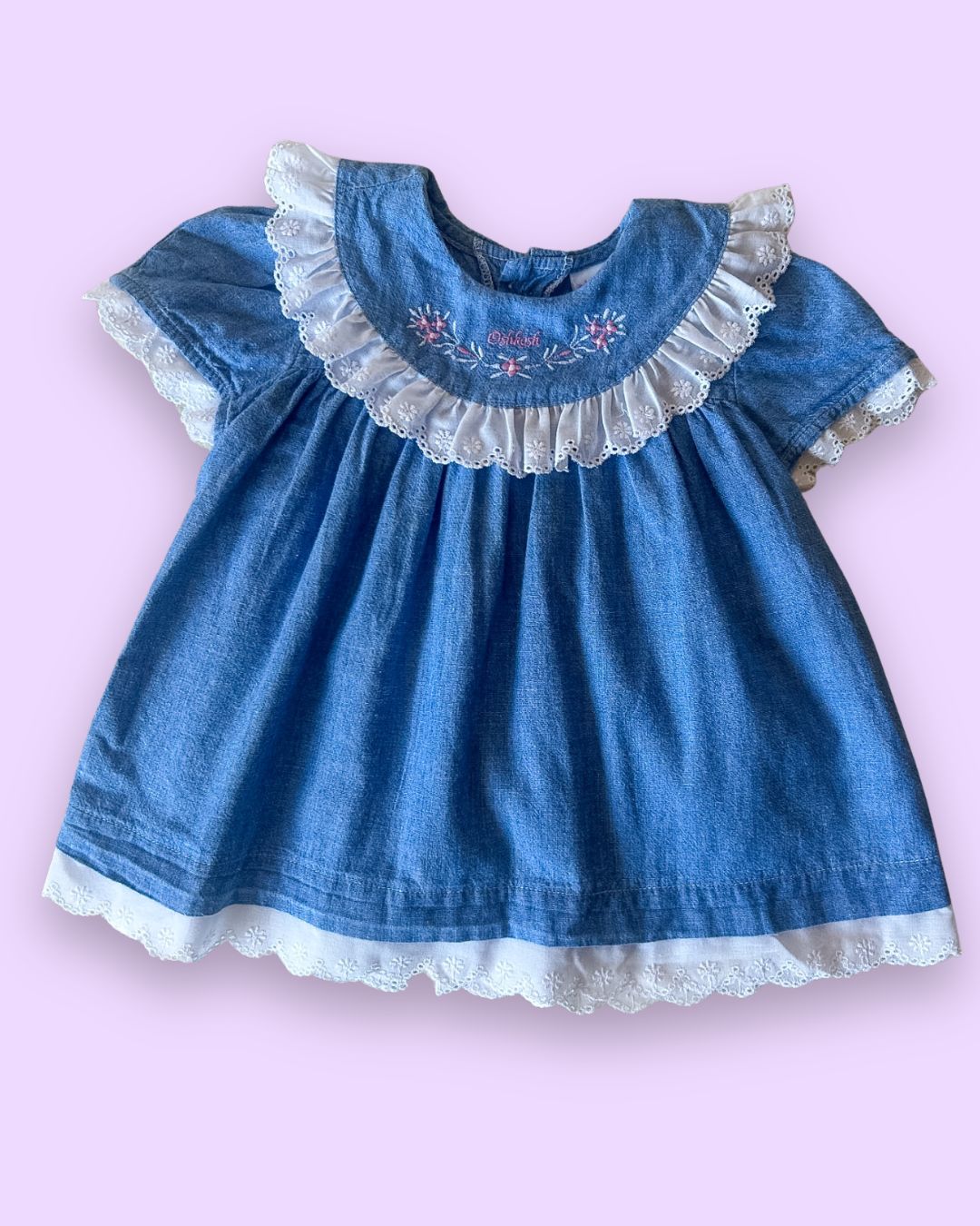 Vintage OshKosh Broderie Trims Dress, approx 9-12m