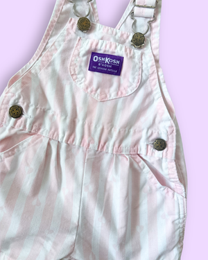 Vintage OshKosh Stripe & Heart Shortalls, approx 12m